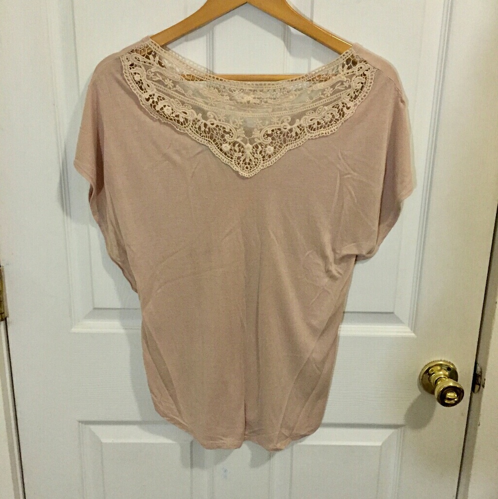 100% Modal Blush Pink Dolman Sleeve Crochet Lace
